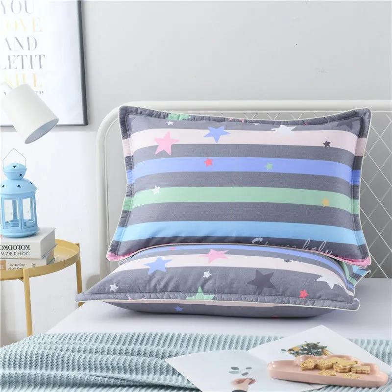 48x74cm Pillowcase Thick Pure Cotton Pillowcase Double Queen Size Bedroom Printing Pillowcase Bedding Two Pieces