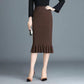 Women's Knitted Mermaid Skirt Fall/winter High Waist Elastic Wrap Hip Skirt Ladies Long Pencil Skirt