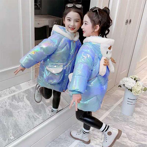 Winter Children's Thicker Girls' Cotton-padded Jackets, Large Children's Girls' Cotton-padded Jackets, Mid-length Jackets