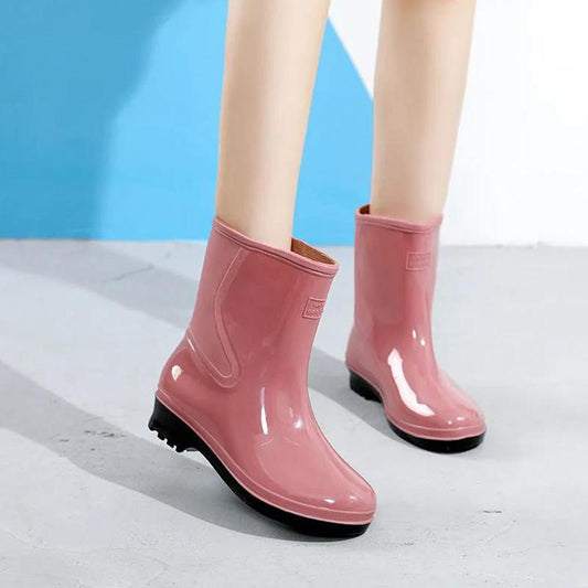 Women's Deodorant Wear-resistant Bottom Rain Boots Non-slip Water Rubber Shoes Fashion Outer Wear Mid-tube Light Water Shoes