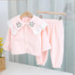 Girls Coral Velvet Pajamas Set Autumn and Winter Baby Plush Thickened Flannel Children's Winter Warm Home Clothes