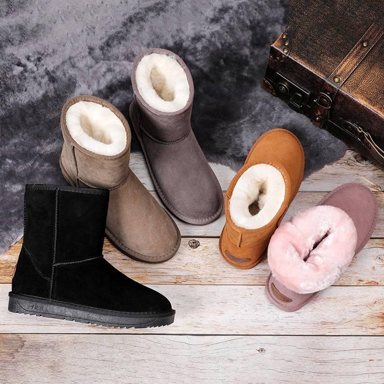 Woman Boots Genuine Leather Waterproof Snow Boots Fur Woman Ankle Boots 2019 Winter Ladies Shoes