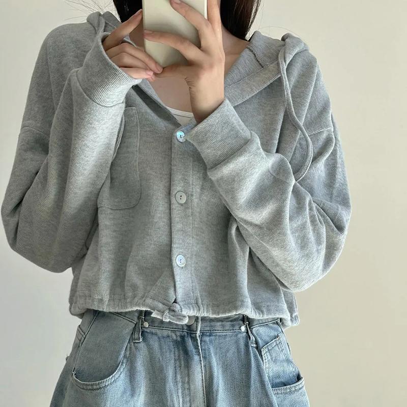 Women Hoodies Cropped Tops Spring Autumn Fashion Oversized Hooded Tracksuit Plus Size Casual Women Clothes