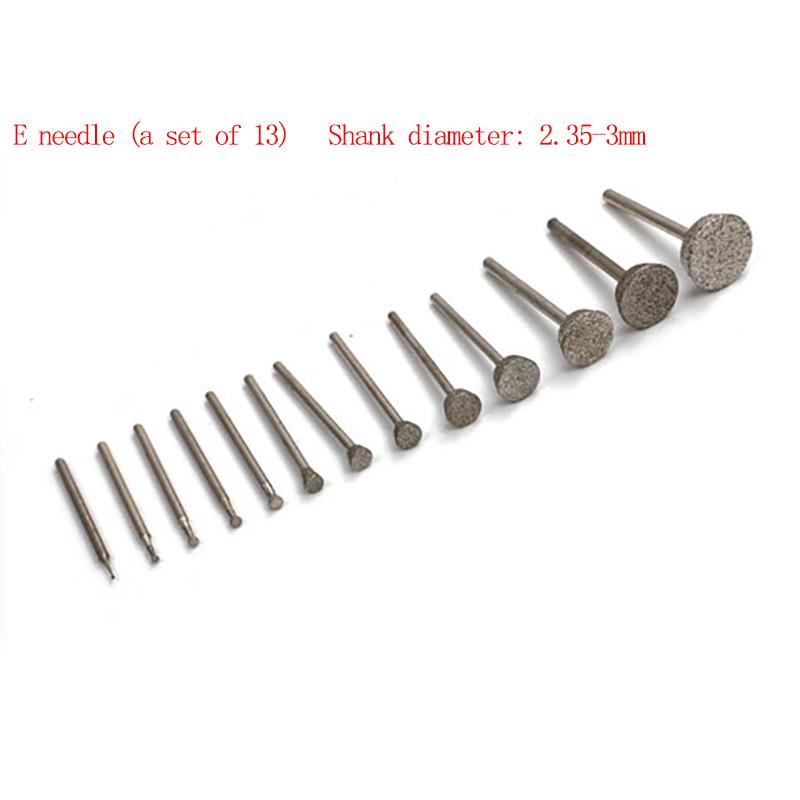 15 Style 3mm Emery Grinding Head Set Drilling and Polishing Electric Jade Carving Stone Carving Tool Electric Grinder Accessories