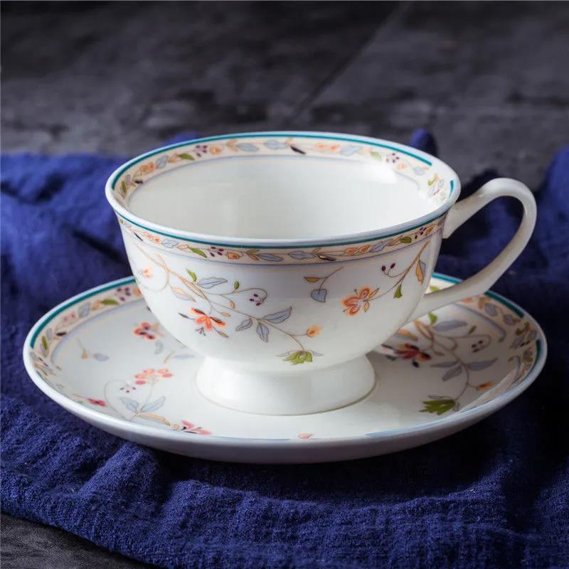 English Ceramic Coffee Cup and Saucer Set European Style Afternoon Tea Set Creative Ceramic Simple Household Red Tea Cup