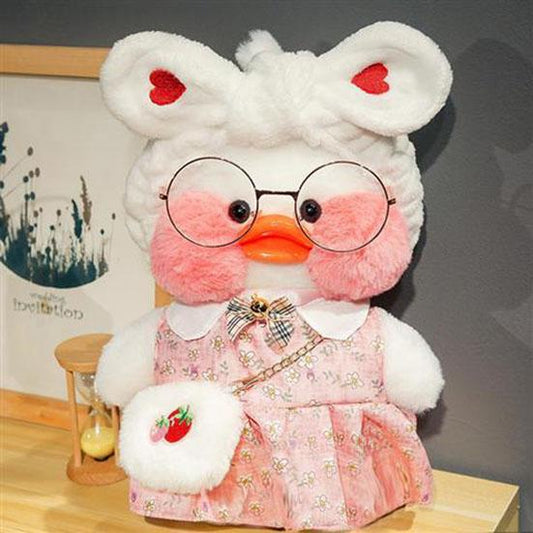 Children's Plush Toys Girl's Lovely Cartoon Duck Soft Dolls 1pcs Kid's 30cm Birthday Toys with Sweater and Glasses