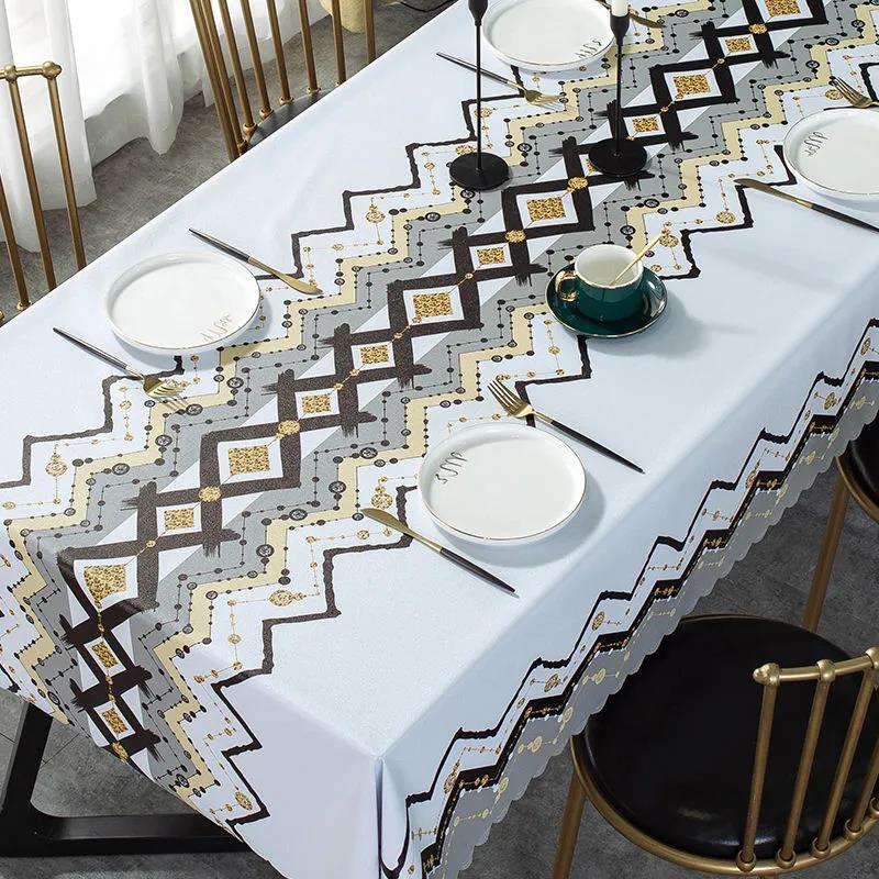 PVC Printed Tablecloth Oil-proof and Waterproof Tablecloth Rectangular Table Top Decoration Washable Tablecloth