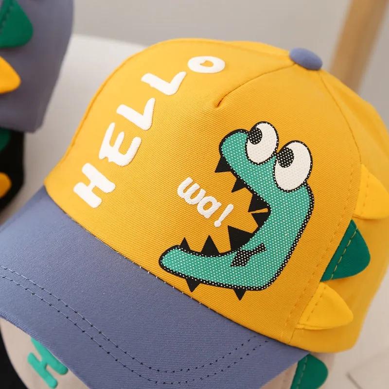 Children's Dinosaur Cartoon Baseball Hat Spring Autumn Thin Outdoor Casual Cap for Boys and Girls Child's Sunscreen Peaked Cap Sun Hat