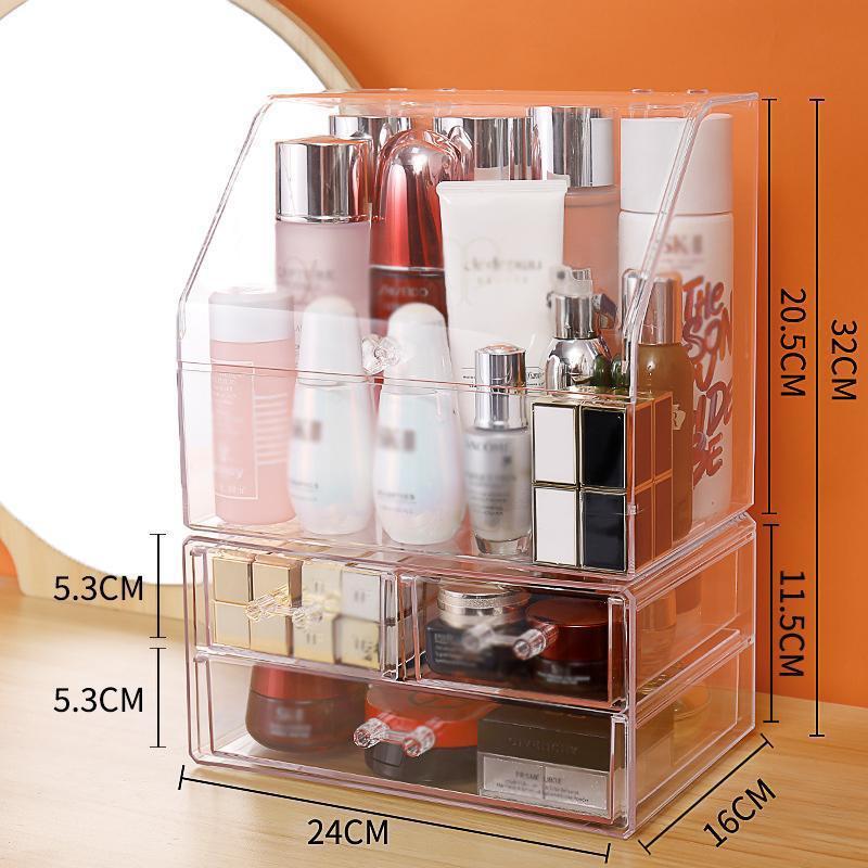 Acrylic Cosmetic Storage Box Dustproof and Cover Household Large-capacity Transparent Simple Desktop Cosmetic Rack