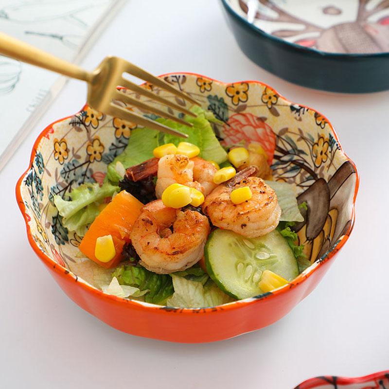 Japanese Tableware Ceramic Fruit Salad Bowl Cute Children Dessert Bowl Eating Bowl Home Creative Girl Heart Tableware