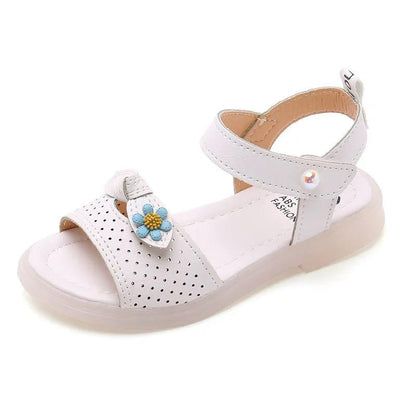 Girl's Summer Sandals Big Girls' Soft Sole Princess Sandals Non Slip Solid Color Outdoor Beach Sandals