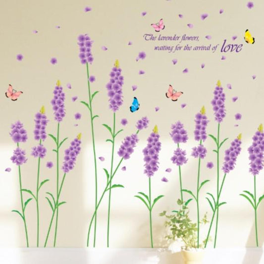 Lavender baseboard room decorative wall sticker romantic love purple flower wallpaper