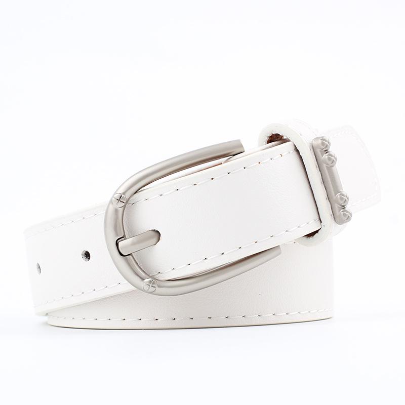 Fashion Concise Accessories Ring Belt Women Pu Leather Pin Buckle Flat Belt