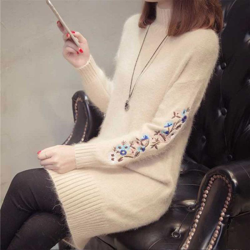 Women Sweater Dress Thick Warm Turtleneck Long Sleeves Female Dresses Slim Rib Knitted Dresses