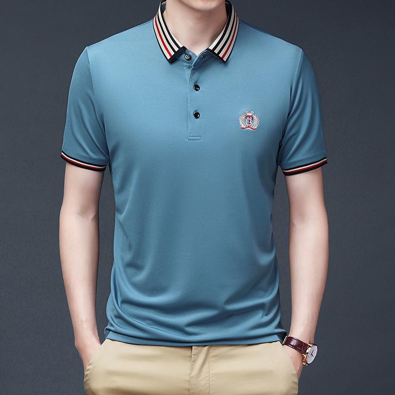 Short-sleeved T-shirt Summer Men's Shirt Lapel Young and Middle-aged Embroidery Top Casual Fashion Trend