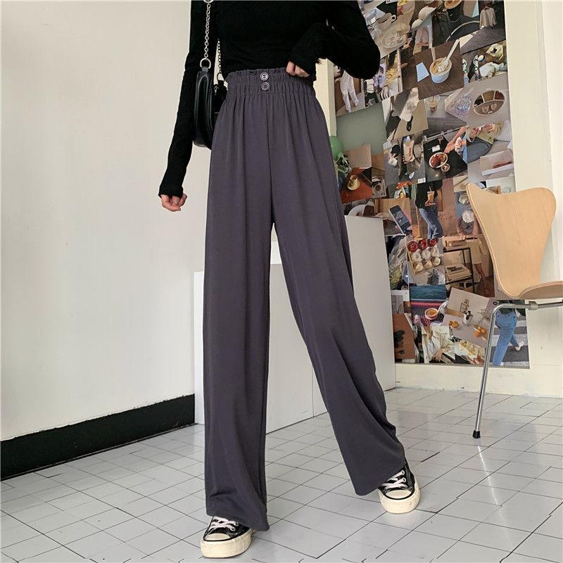 WTEMPO Women's High Waist Casual Pants Super Long Elastic Waist Straight Loose Casual Daily