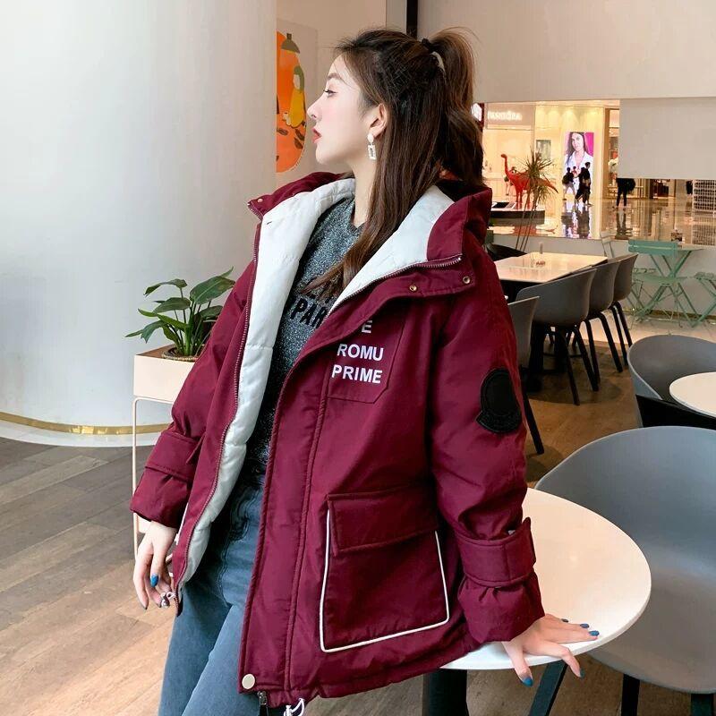 Winter Fashion Women's Cotton-padded Coat Loose Short Padded Padded Coat Student Parker Clothing Hooded Padded Jacket