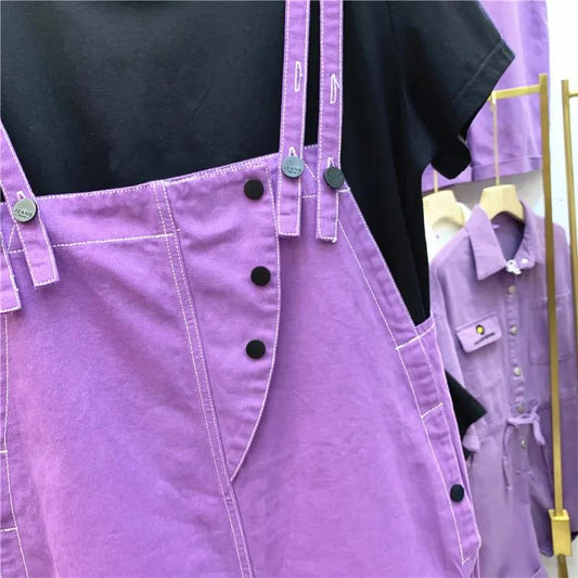 WTEMPO Summer Denim Jumpsuit Woman Jeans Long Romper Pants Zipper Pockets Sleeveless Adjusted Overalls Jeans