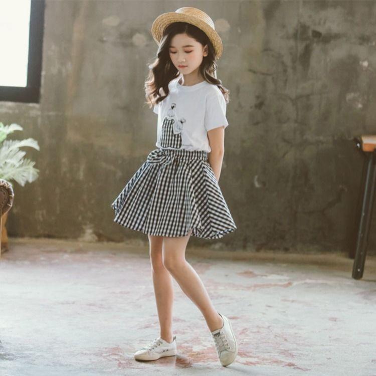 2PCS Children Clothing Set Spring Summer Girls Suits Bow Printing Short Sleeve Tops + Pants Clothing Set