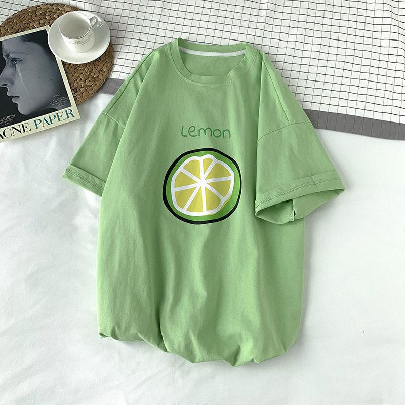 Fruit Print Summer Round Neck Short Sleeve T-Shirt Men's Loose Trend All-match Half Sleeve T-shirt