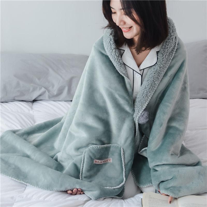 Autumn and Winter Multifunctional Office Soft Coral Fleece Flannel Small Wool Blanket Cover Blanket Bed Sheet Shawl Lazy Thick Blanket