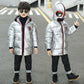 Boys Silver Padded Jacket Fashion Winter Ultraman Children's Padded Jacket Plus Velvet Padded Down Padded Jacket