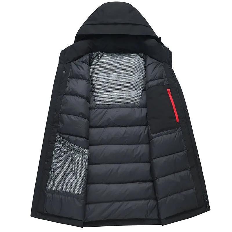 Winter Men's Down Jacket Mid-length Middle-aged Hooded Jacket Business Thickened Warm Jacket