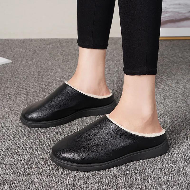 Cotton Slippers In Autumn and Winter Women's Household Thick Soled Waterproof Indoor Warm Couple Shoes Soft Soled Mother's Wool Slippers