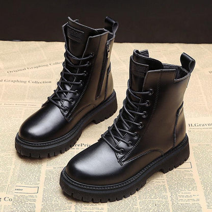 British Style Women's Martin Boots Autumn and Winter Korean Style Thick Martin Boots All-match Platform Knight Boots