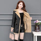 Winter Women's Leather Fashion Fur Coat Lamb Fur Coat Plus Velvet Thickening Medium Long Large Size Leather Coat