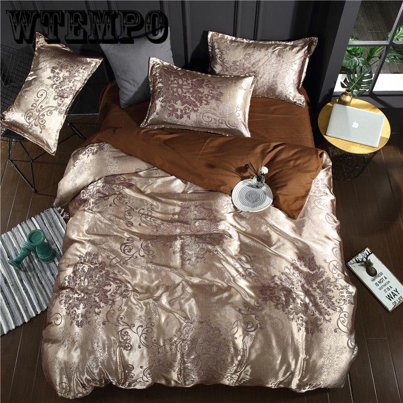 Satin Luxury Jacquard Bedding Set Yarn Dyed Duvet cover Bed Spread Pillowcase Queen King