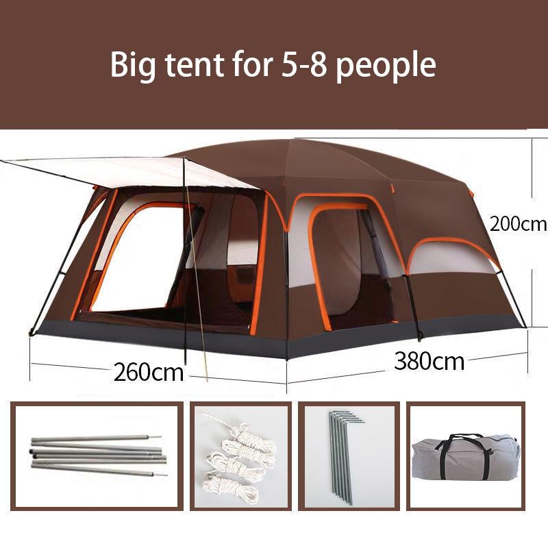 Outdoor Tent Two Rooms and One Living Room 4 To 6 People Thick Rainstorm Camping Tent