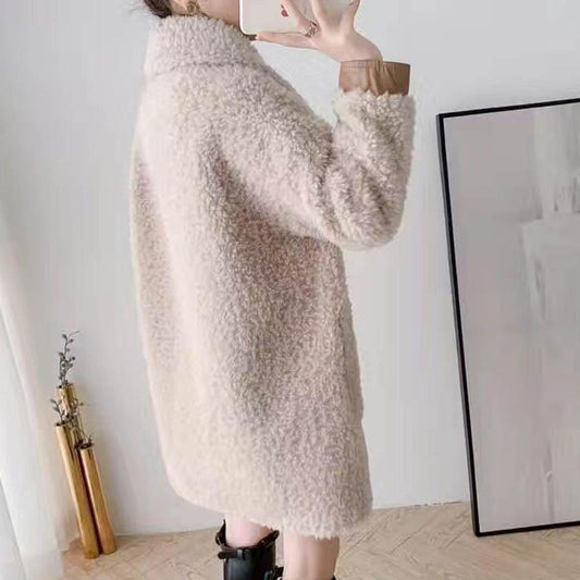 Lamb Wool Coat Mid-length Faux Fur Fur Coat Autumn and Winter Lamb Cashmere Women