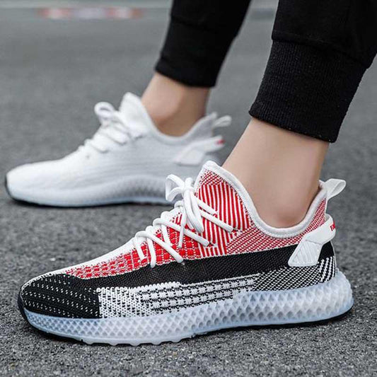 Plus Size 39-44 Summer Men Sneakers Lightweight Breathable Basketball Running Shoes Deodorant Flying Woven Mesh Black Sports Shoes