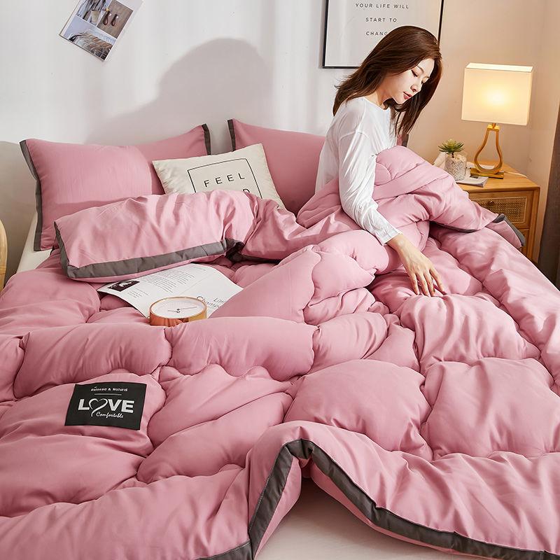 Winter Quilt Solid Color Thickened Washed Quilt Core Three-dimensional Warm Winter Quilt Quilt Double Bedding Bed Linings