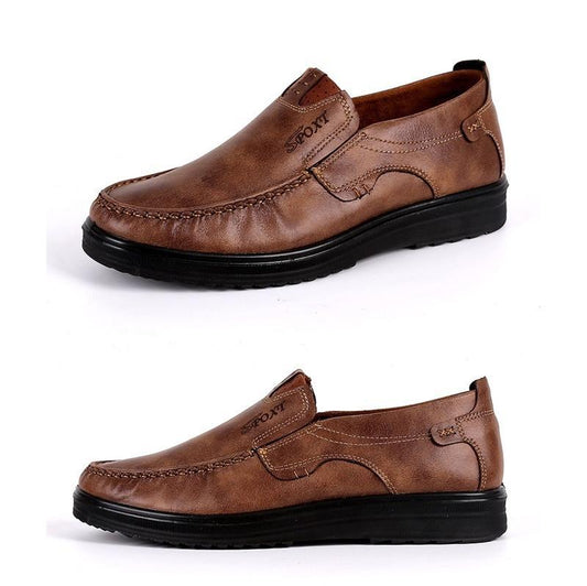 Men's Casual Leather Shoes Breathable Comfortable Men's Loafers Business Oxford Leather Flats Shoes