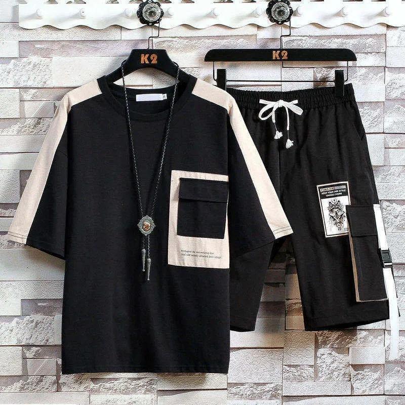 Men's Suit Summer Student Korean Version Trend Youth Sports Casual Short-sleeved Shorts Summer Set of Clothes for Men