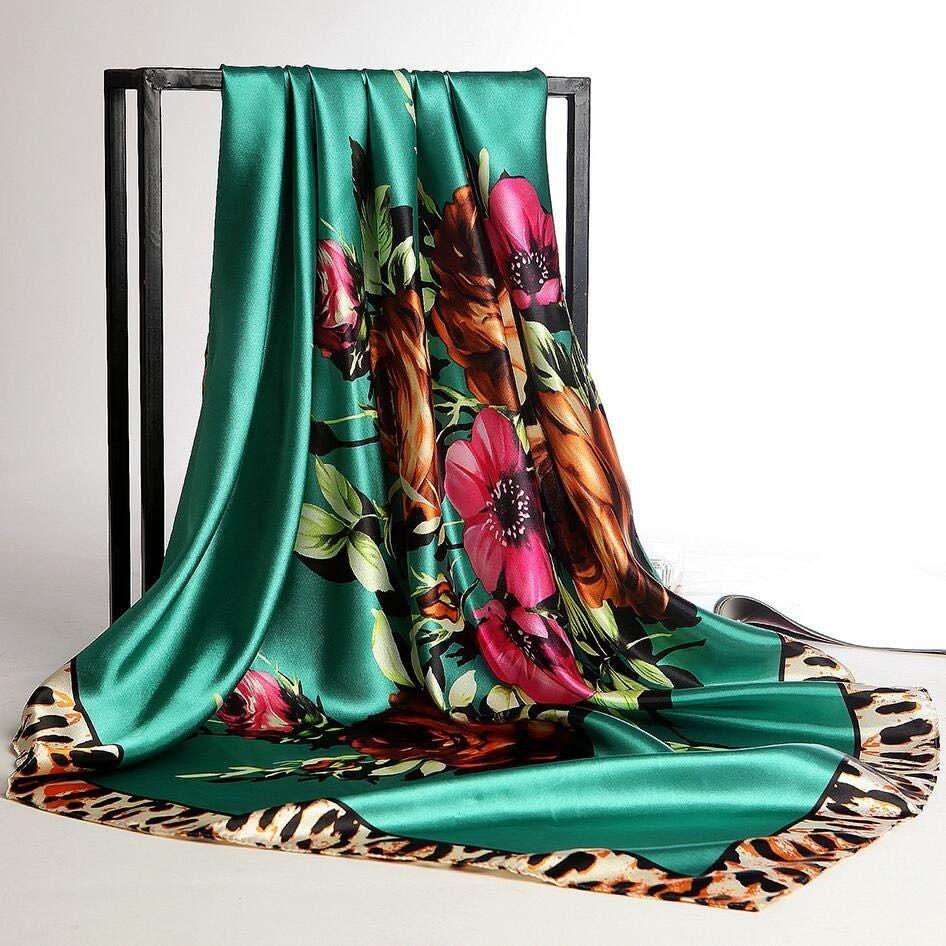 Fashion Shawl Scarf for Women Print Silk Satin Scarfs Female 90cm*90cm Square Shawls Scarves Ladies