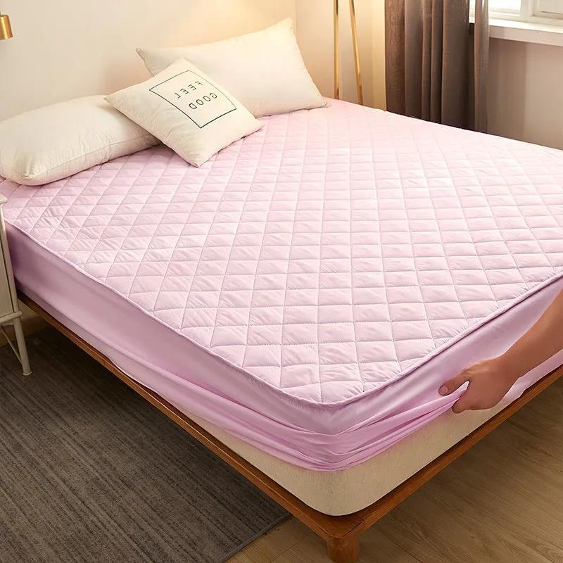 Pure Color Mattress Cover Non-slip Stretch Bedding Queen Size Mattress Protection Cover Dustproof Full Sheet Mattress Cover