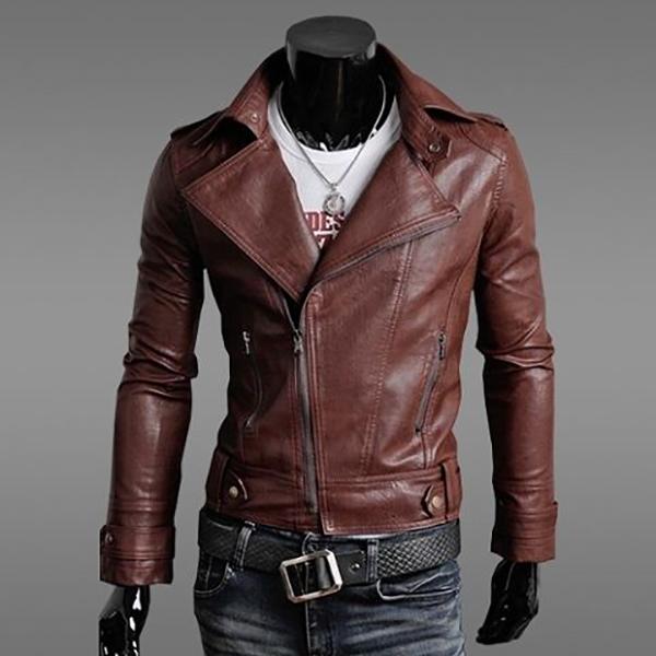 Spring and Autumn Leisure PU Men's Leather Slim Short Section Washed Motorcycle Leather Jacket Youth Thin Jacket