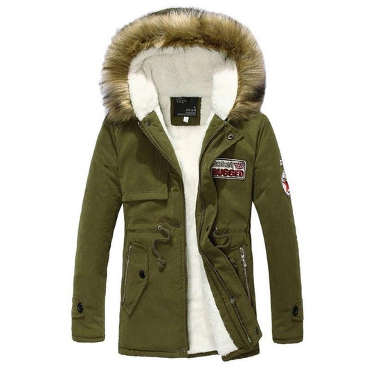 Men's Winter Cotton Clothing Slim Trend Fur Hooded Jacket Thick Warm Jacket Down Jacket