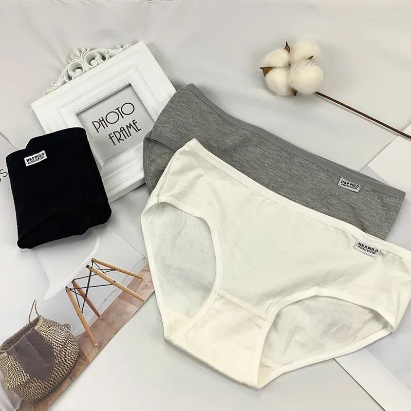 3Pcs/Set Women's Solid Color Large Size Causal Soft Briefs Mid Waist Seamless Cotton All-match Underpants