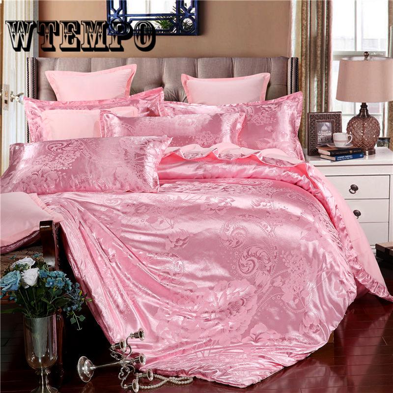 4pcs/set  Luxurious and Comfortable Bedding Set  Soft Silk Duvet Cover  Bed Sheet Pillowcase Set