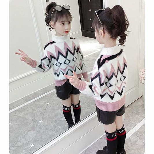 Autumn and Winter Thick Sweater Girl Slim Long-sleeved Bottoming Blouse Children's Sweater