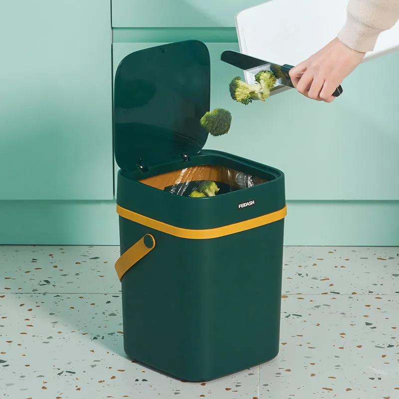 Trash Can with Lid Household Toilet Bathroom Kitchen Living Room Large-capacity Push-type Trash Can