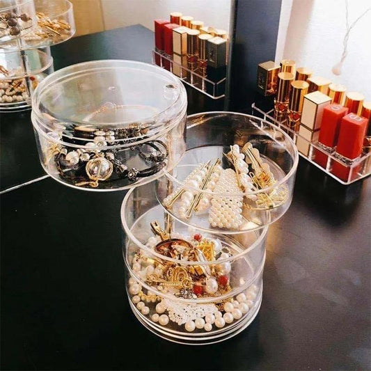 Transparent Rotating Multifunctional Jewelry Box Jewelry Storage Box Hair Ring Earrings Necklace Finishing Rack Cosmetic Box