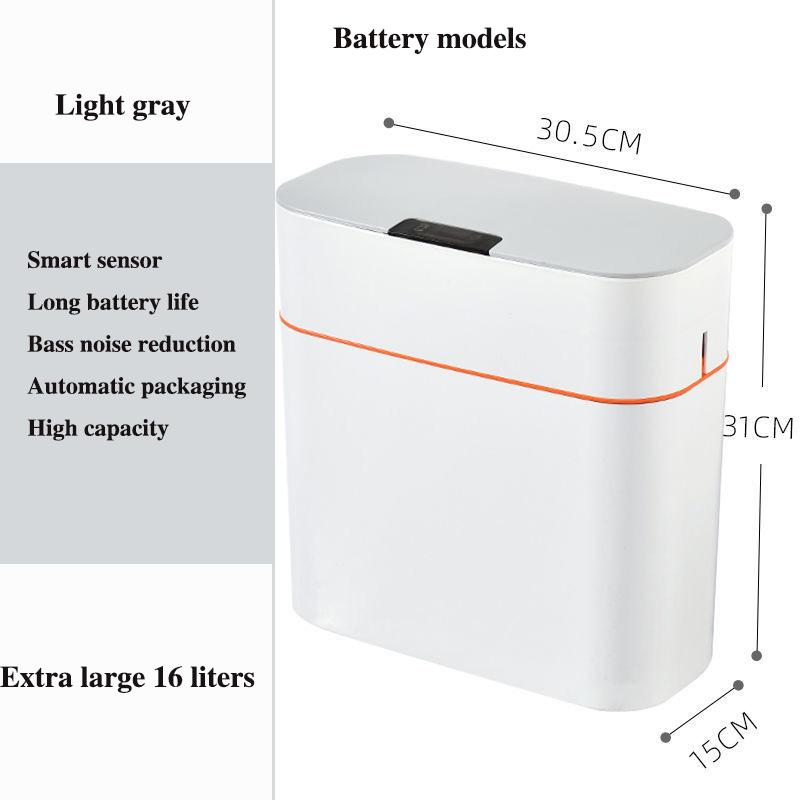 16L Smart Trash Can for Household Bedroom Fully Automatic with Lid Bathroom Deodorant Bedroom Living Room Cracked Trash Can