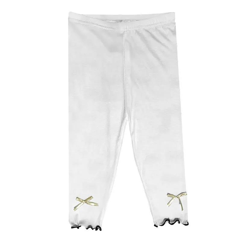 Girls' Leggings Children's Spring and Autumn Thin Bow Korean Cropped Trousers Baby Outer Wear and Inner Wear Stretch Pants