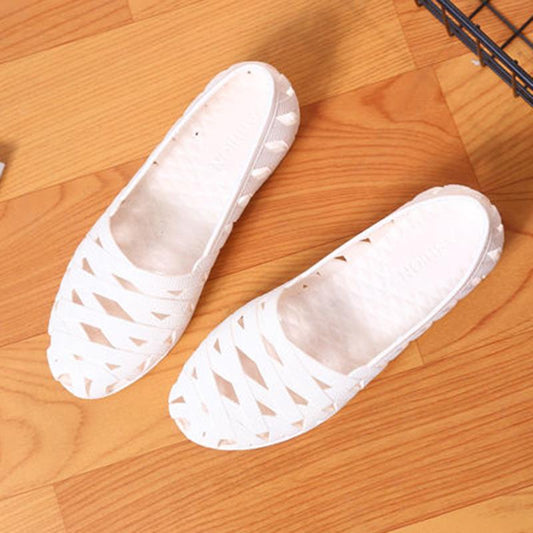 Summer Comfortable Slope Heel Non-slip Nurse Shoes White Sandals Female Summer Plastic Hollow Mother Shoes Work Shoes