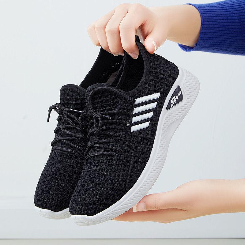 Mesh Women's Sports Shoes Student Korean Breathable Running Shoes Trend All-match Casual Shoes Hollow Flat Shoes